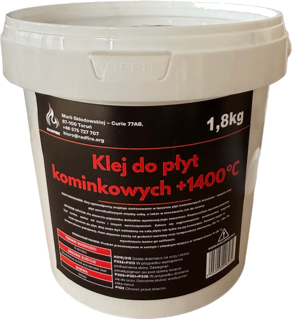 Klej wysokotemperaturowy do płyt kominkowych — Wiaderko 1,8 kg